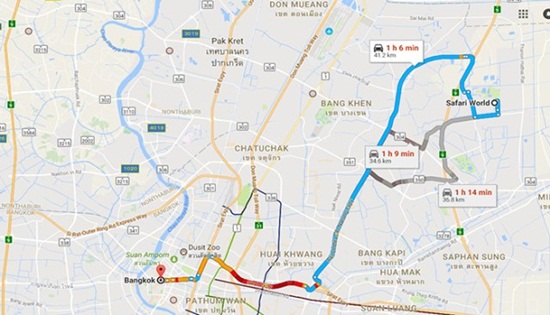 Cách tự đi đến safari world bangkok bằng xe buýt và taxi/songthaew